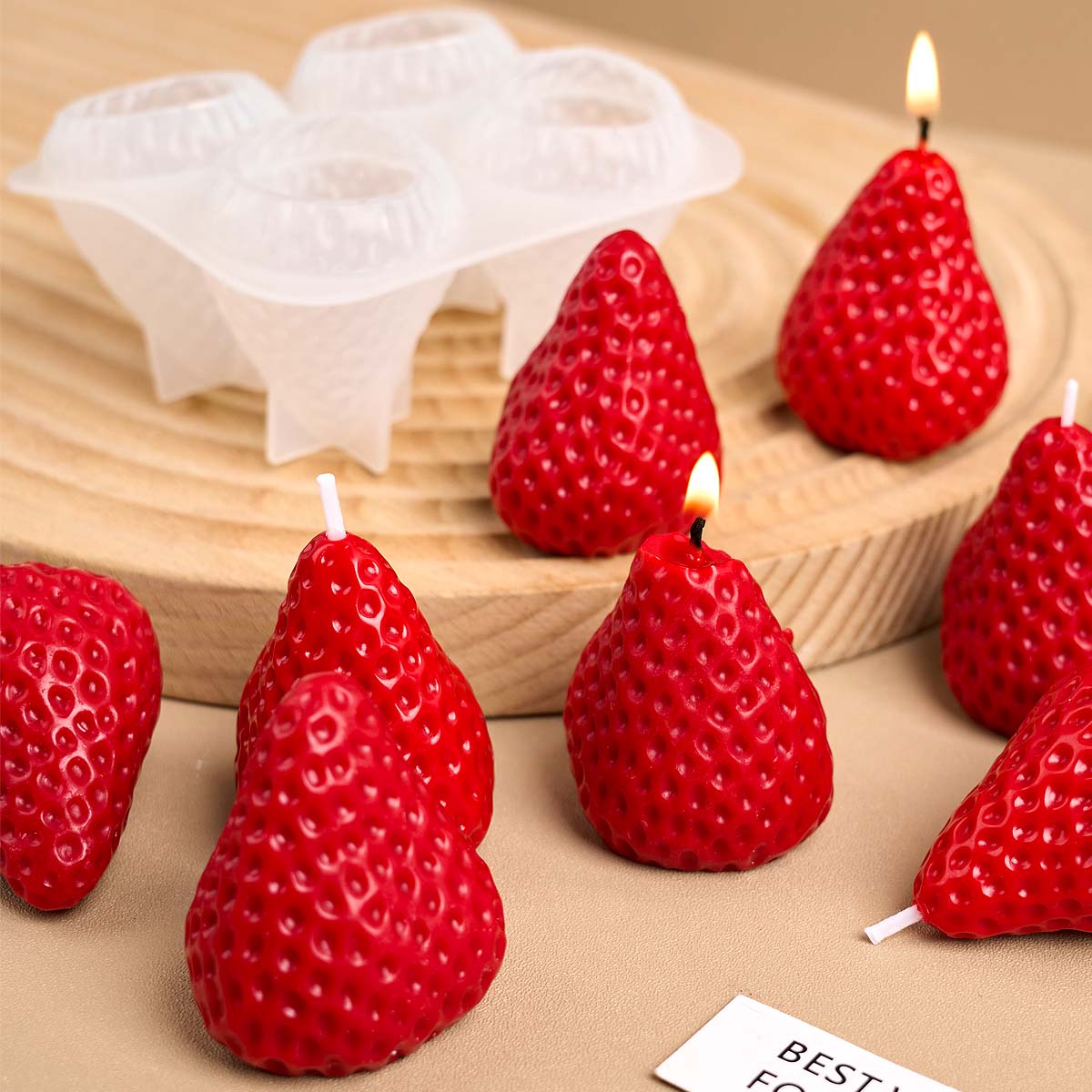 4 pçs morango silicone vela mo - Soap Making Gifts avaliação e preço