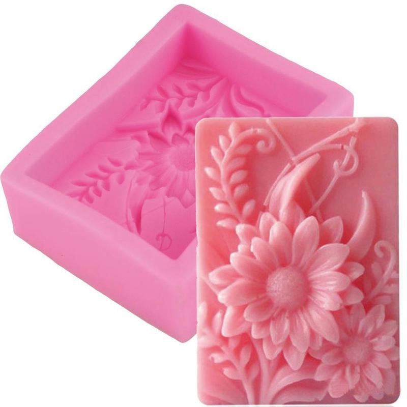3d quadrado rosa flor silicone - Soap Making Diy Kit avaliação e preço